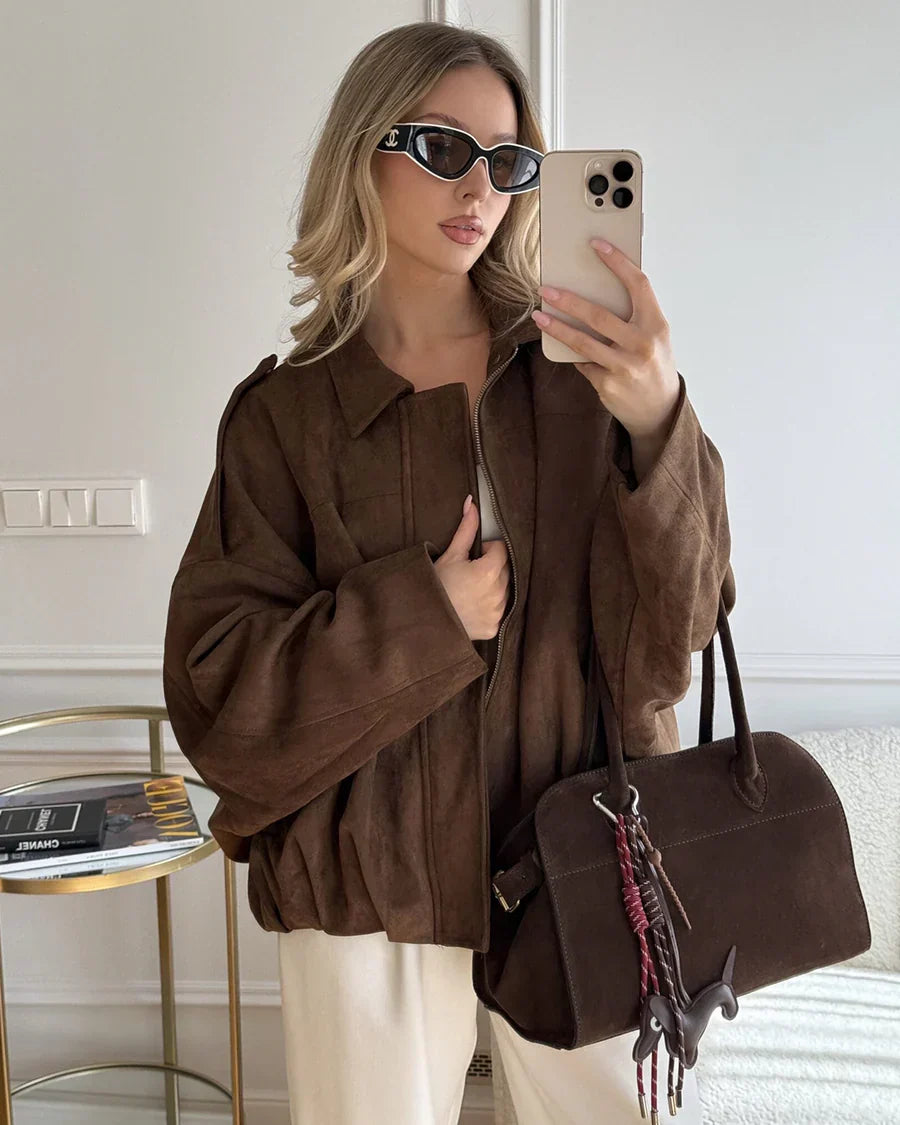 Kaori | Veste pilote texturée en daim