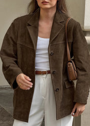 Brauner Oversize-Trenchcoat für Damen mit breitem Revers | Ideal für Herbst/Winter