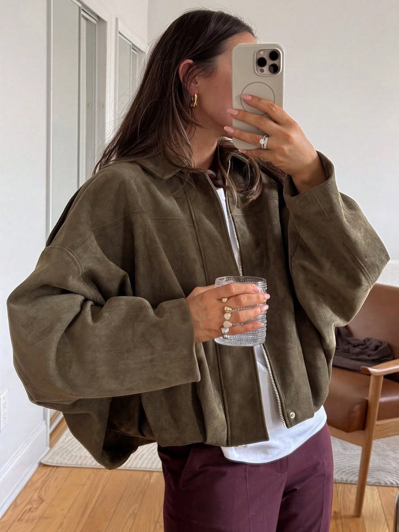 Kaori | Veste pilote texturée en daim