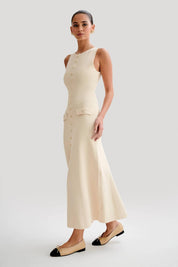 Fiona | Robe longue sans manches en tricot