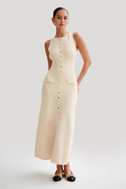 Fiona | Robe longue sans manches en tricot