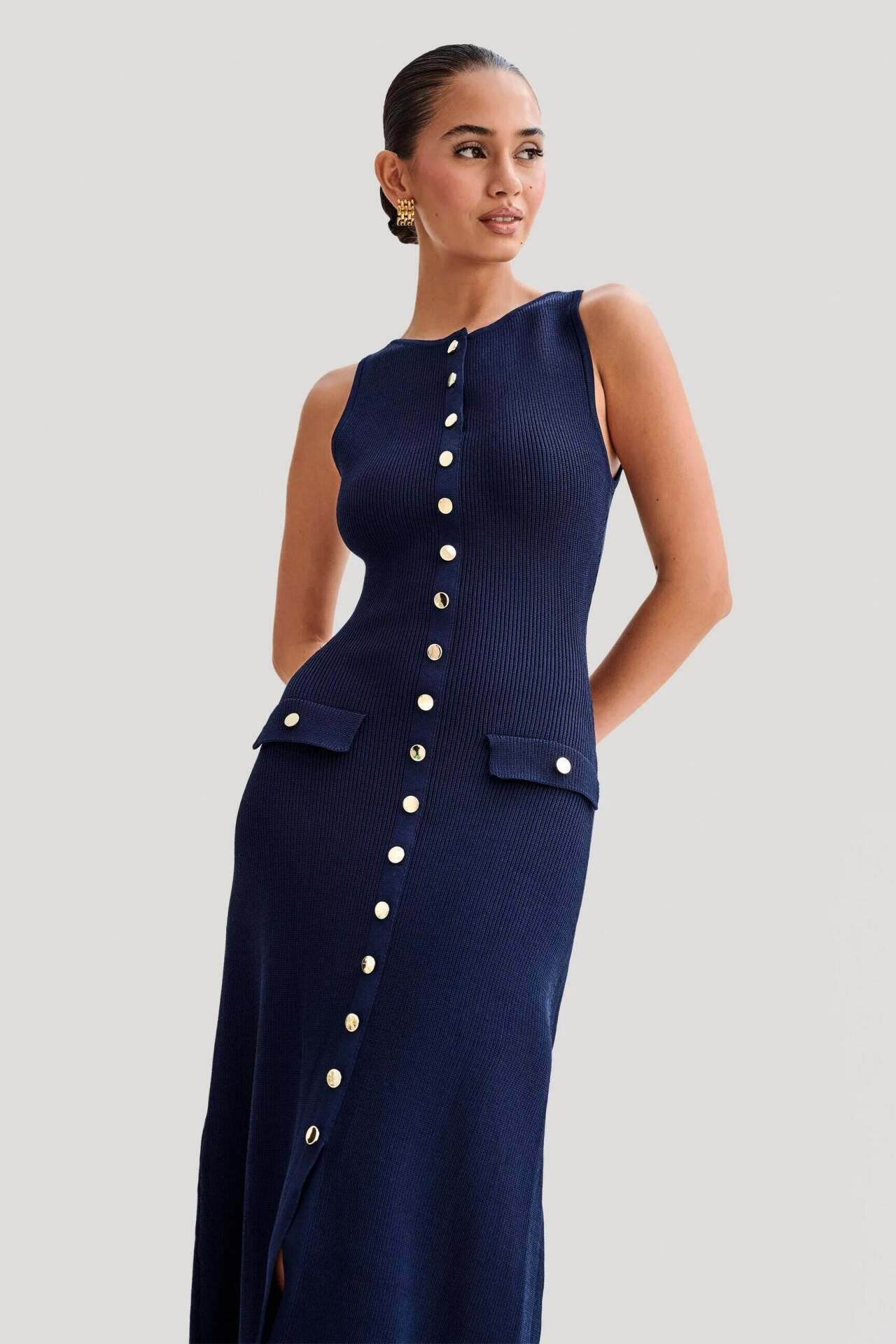 Fiona | Robe longue sans manches en tricot