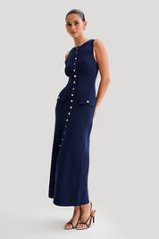 Fiona | Robe longue sans manches en tricot