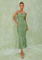 Camille | Robe midi froncée