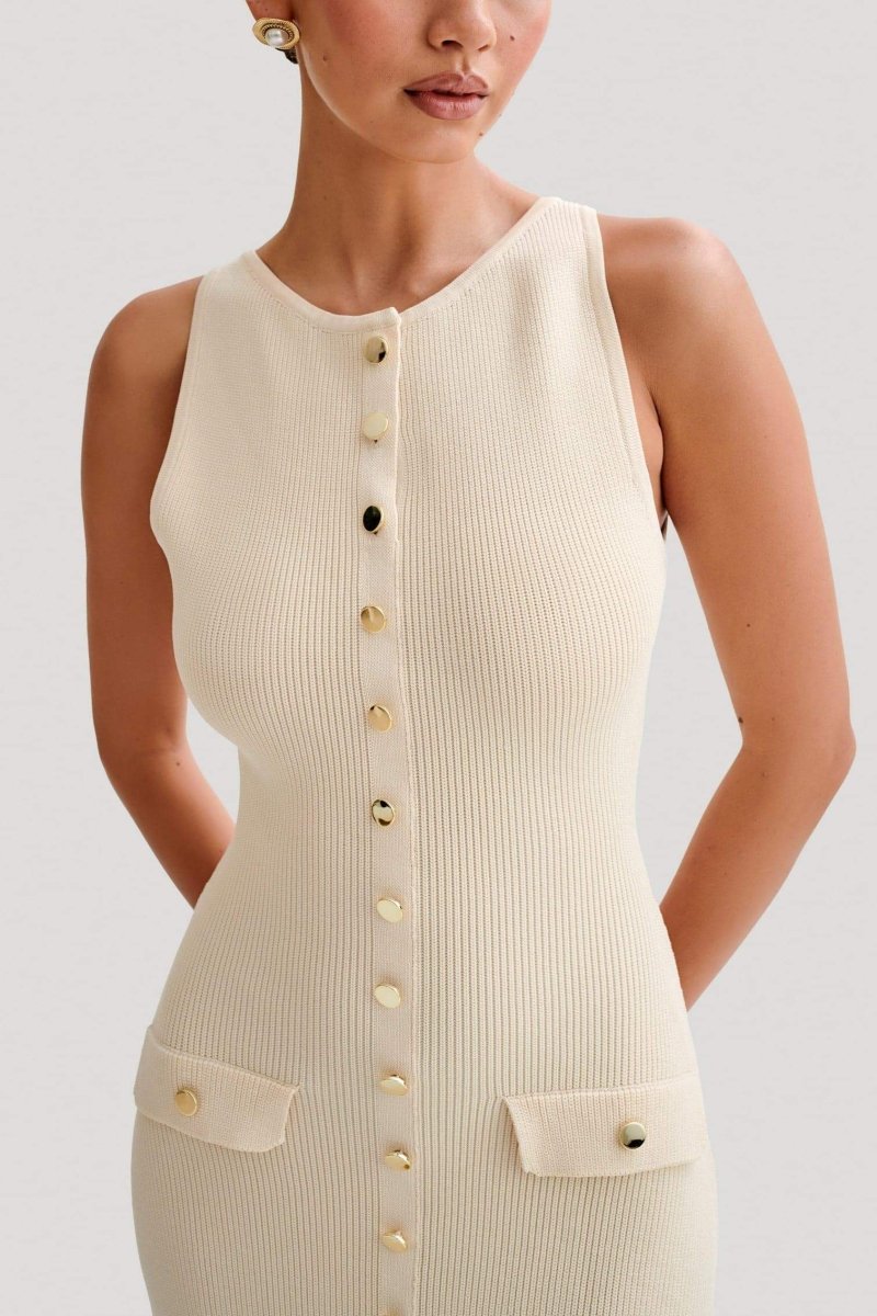 Fiona | Robe longue sans manches en tricot