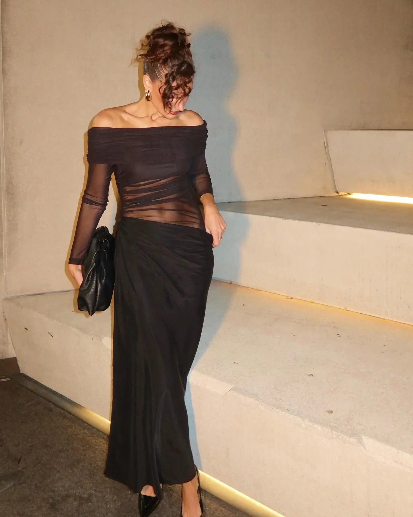 Demi | Langärmliges Illusion-Midikleid
