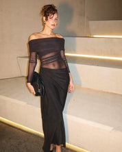 Demi | Langärmliges Illusion-Midikleid