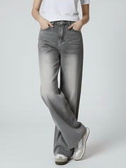 Holly | Washed Grey High-Waist Baggy Jeans