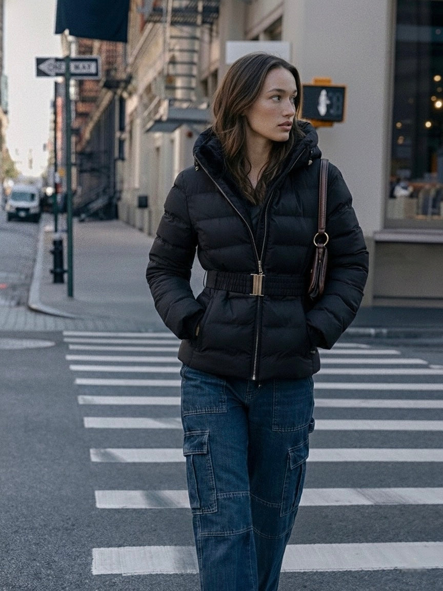 Eleanor | Hooded Puffer Jacket with Belt