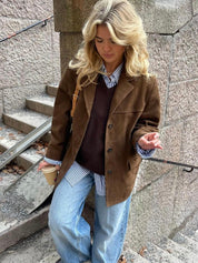 Women's Oversized Brown Suede Trench Coat | Clara