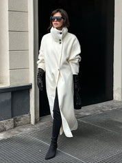 Amaya | Elegant High-Neck Long Coat