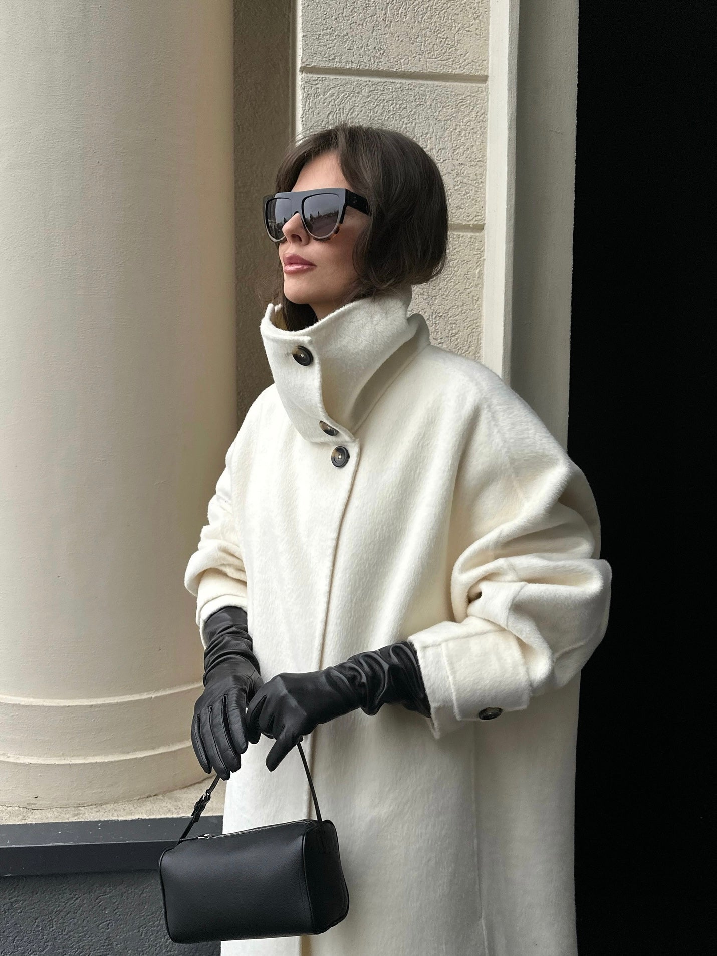 Amaya | Elegant High-Neck Long Coat