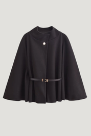 Adele | Wool Poncho Belted Cape Coat