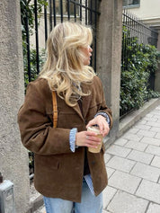 Trench-coat oversize en daim marron pour femme | Clara