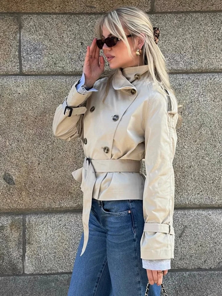 High-Neck Belted Trench Coat | Isabelle