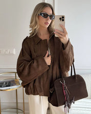 Kaori | Suede Textured Pilot Jacket