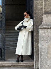 Amaya | Elegant High-Neck Long Coat