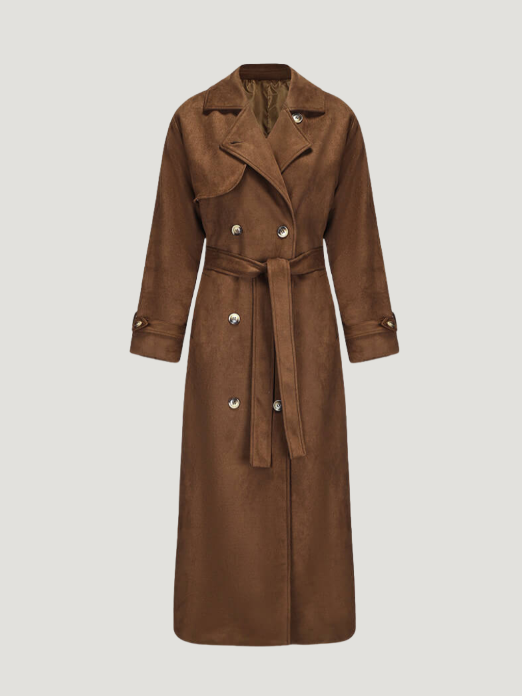 Molly | Long Belted Suede Trench Coat