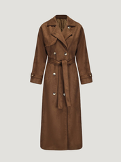 Molly | Long Belted Suede Trench Coat