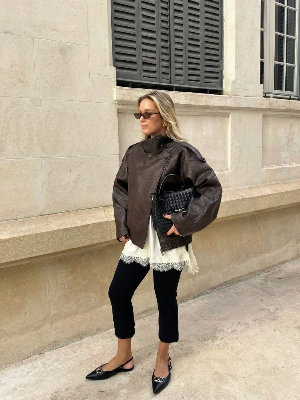 Felicia | Oversized High-Neck Faux Leather Jacket