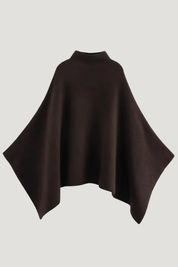 Alannah | Dark Brown Knit Poncho Cape