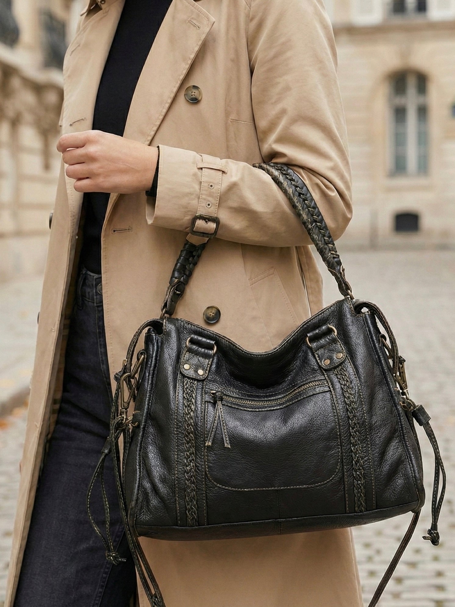 Arabell | Vintage Faux Leather Structured Tote Bag