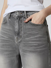 Holly | Washed Grey High-Waist Baggy Jeans