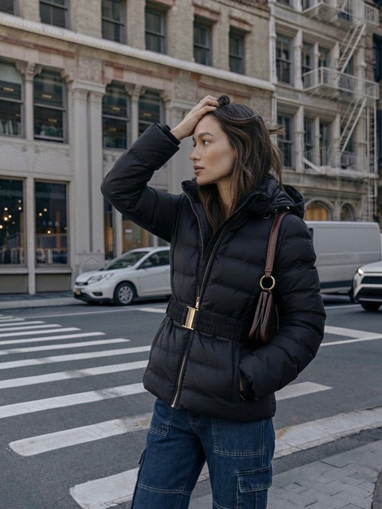 Eleanor | Hooded Puffer Jacket with Belt