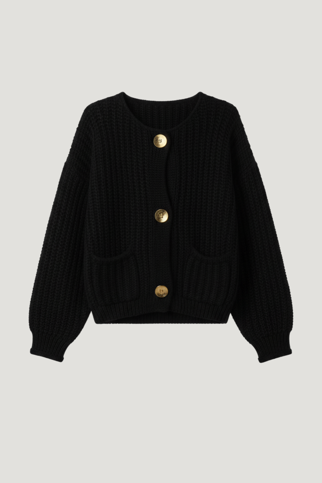 Rae | Gilet en grosse maille crème avec boutons dorés