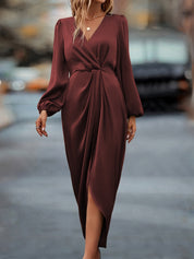 Surplice Neck Long Sleeve Formal Dress for Women