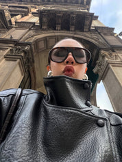 Felicia | Oversized High-Neck Faux Leather Jacket