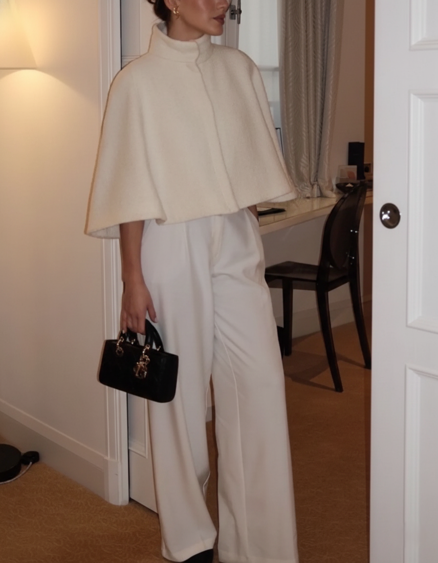 Willow | Textured Wool Cape Jacket