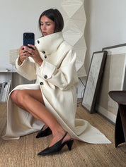 Amaya | Elegant High-Neck Long Coat