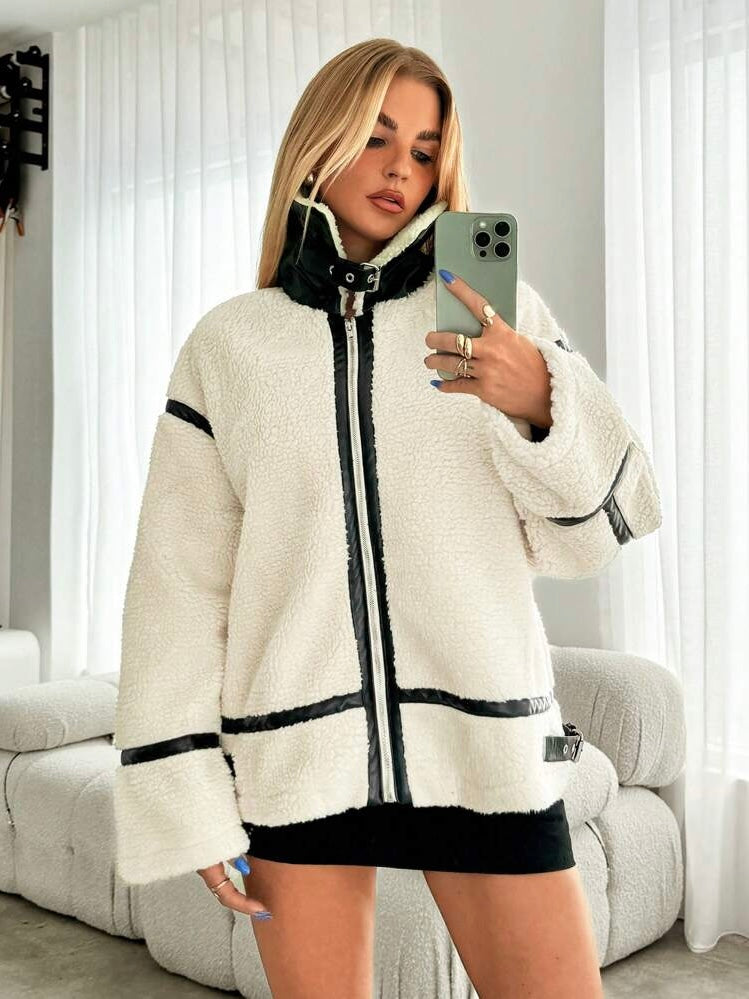 Mathilda | Veste zippée en fausse fourrure de mouton retournée