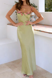 Lia | Floral Satin Maxi Dress
