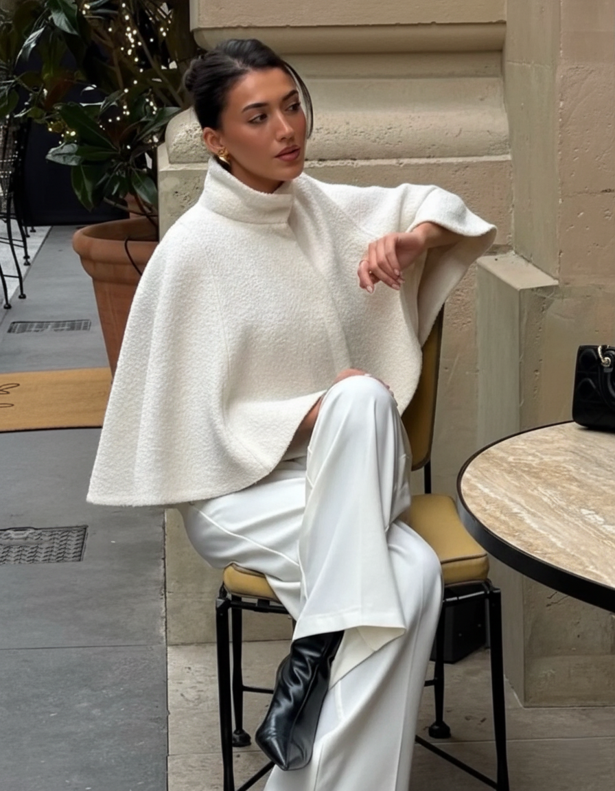 Willow | Textured Wool Cape Jacket