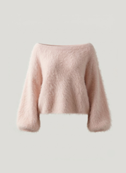 Riley | Soft Pink Fuzzy Knit Jumper
