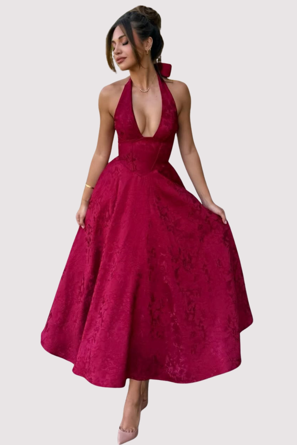 Esmeralda | Halter Sleeveless Midi Dress (Buy 1, Get 1 Free)