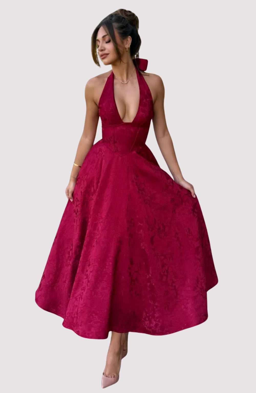 Esmeralda | Halter Sleeveless Midi Dress (Buy 1, Get 1 Free)