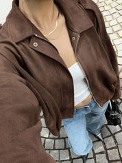 Lara | Suede Bomber Jacket