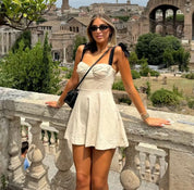 Cecilia | Linen Bow Strap Mini Dress