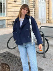 Wool Blend Double-Breasted Trench Coat | Maya
