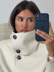 Amaya | Elegant High-Neck Long Coat