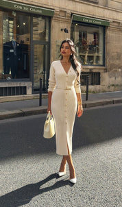Darcy | Knitted V-Neck Midi Dress