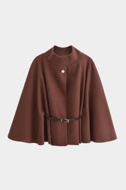 Adele | Wool Poncho Belted Cape Coat