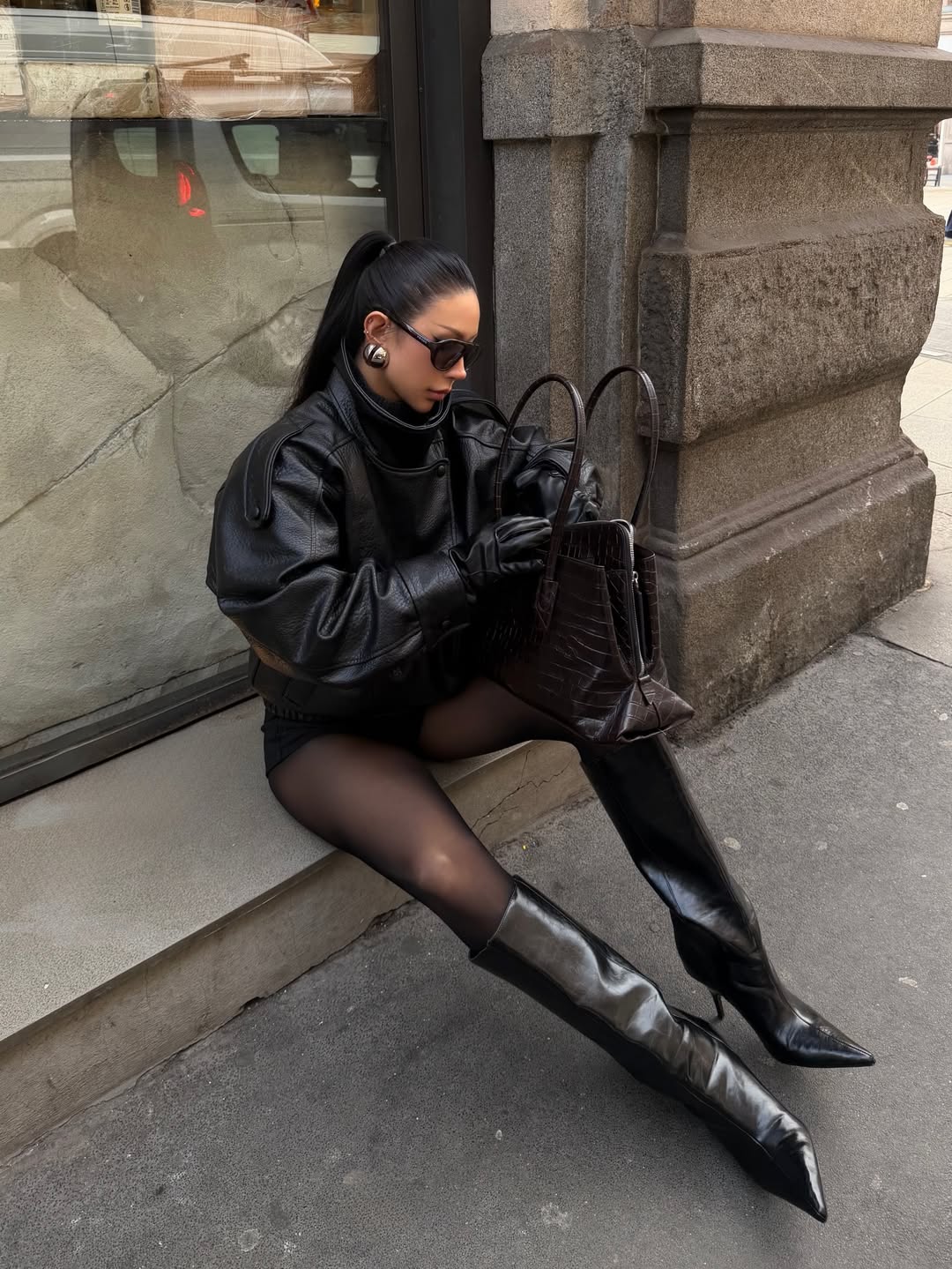 Felicia | Oversized High-Neck Faux Leather Jacket