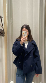 Wool Blend Double-Breasted Trench Coat | Maya