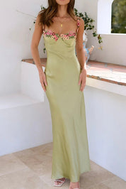 Lia | Floral Satin Maxi Dress