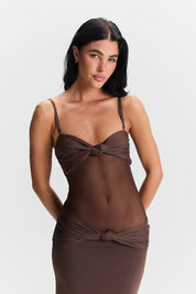 Mocha | Twist Midi Dress