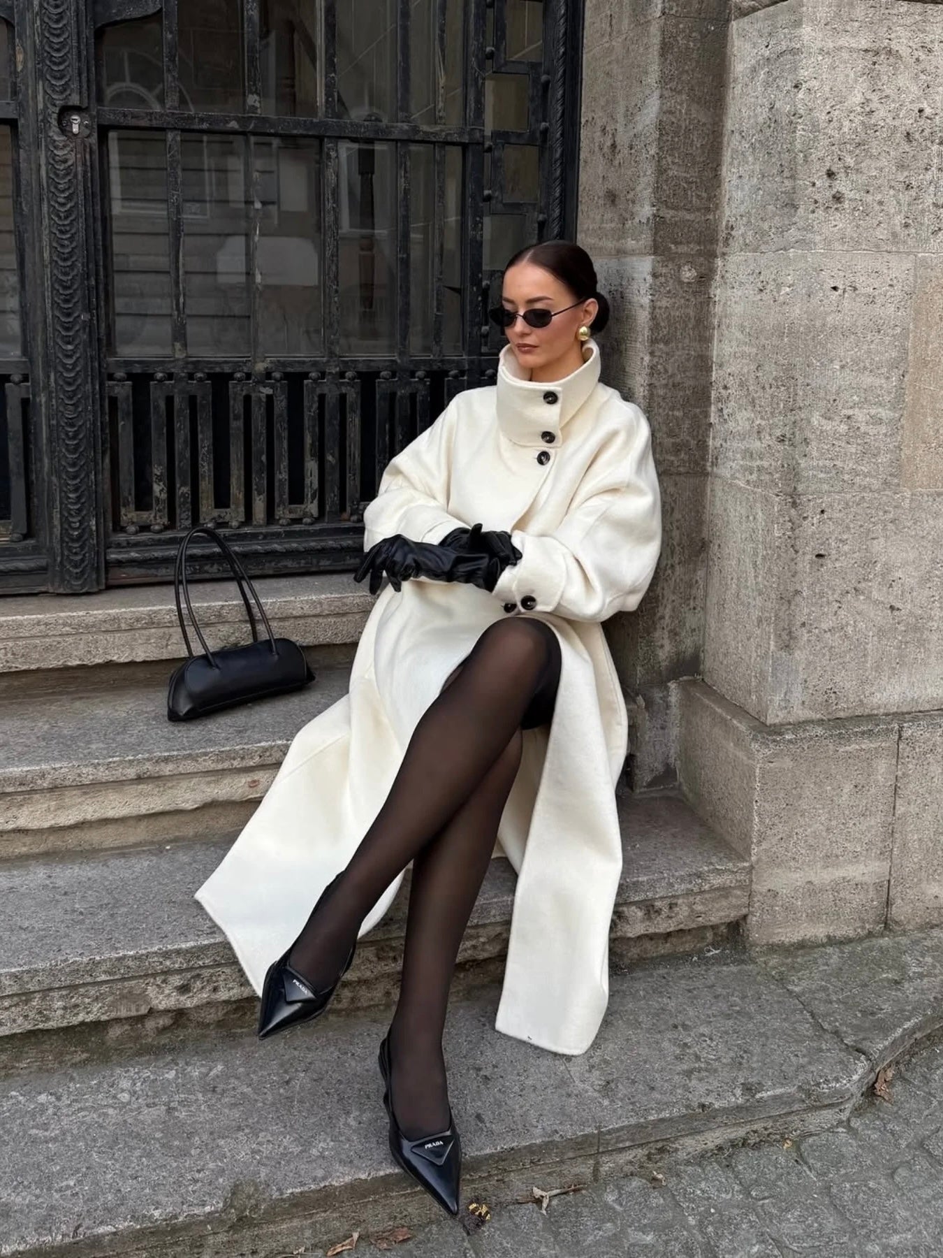 Amaya | Elegant High-Neck Long Coat